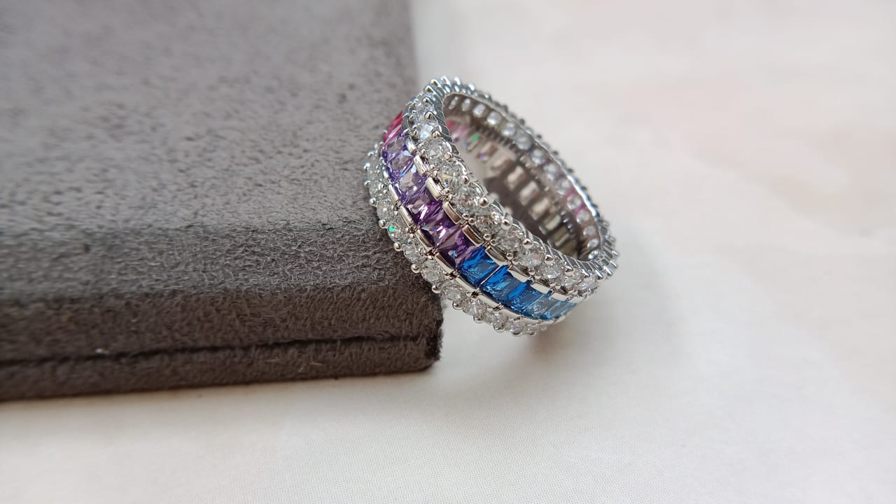 American Diamond Rodium Bands