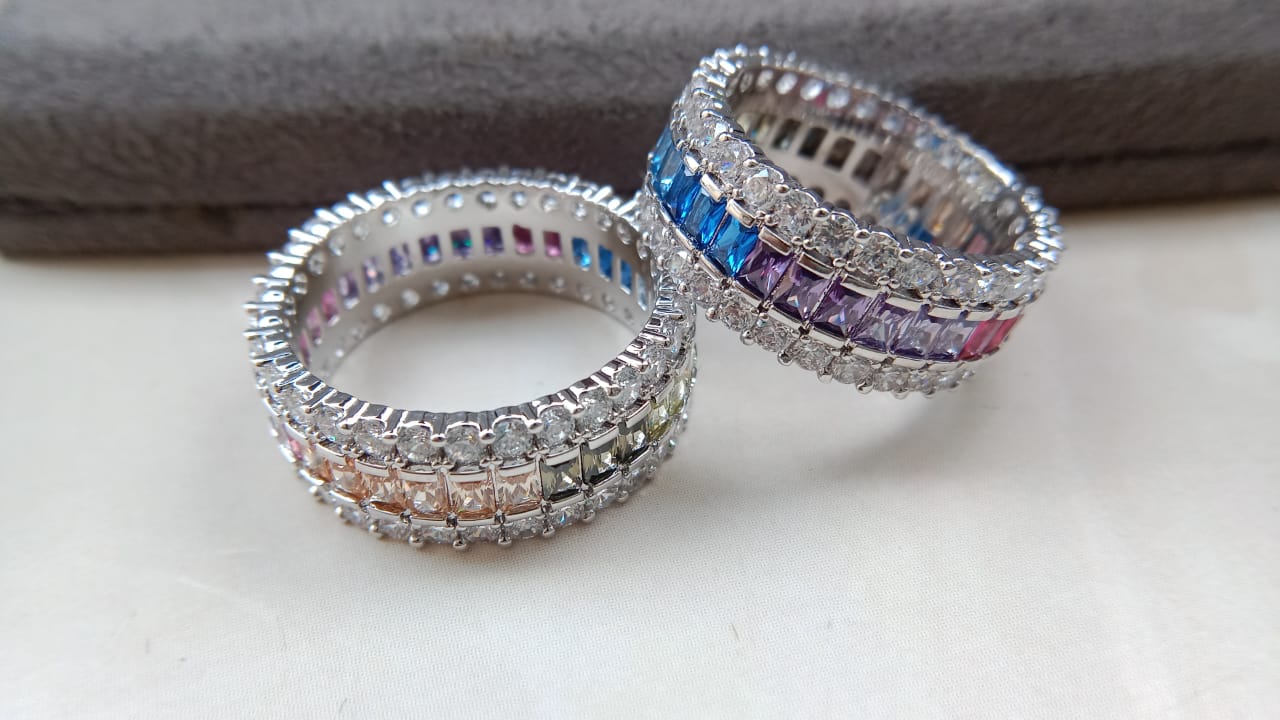 American Diamond Rodium Bands
