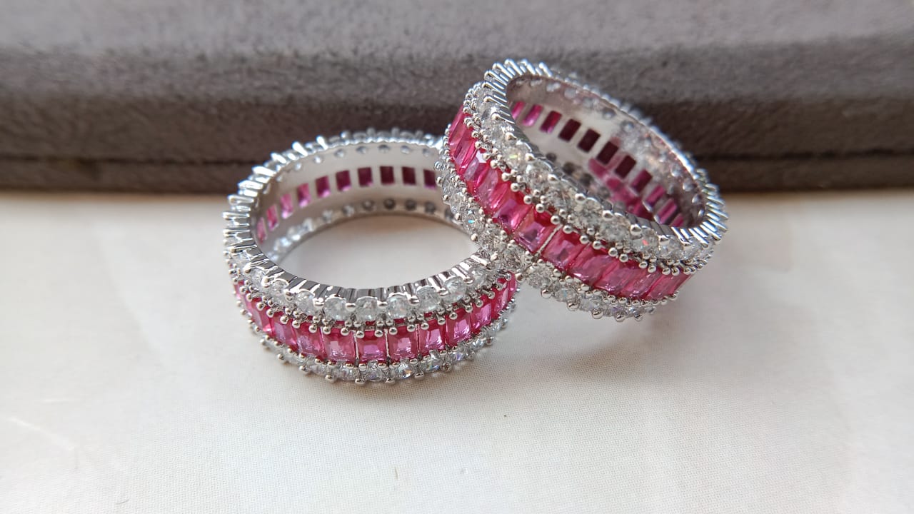 American Diamond Rodium Bands