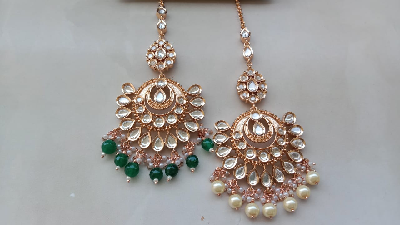 Gold plated Kundan Maang Tikka