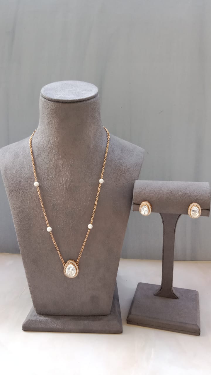 Polki Delicate chain Locket set