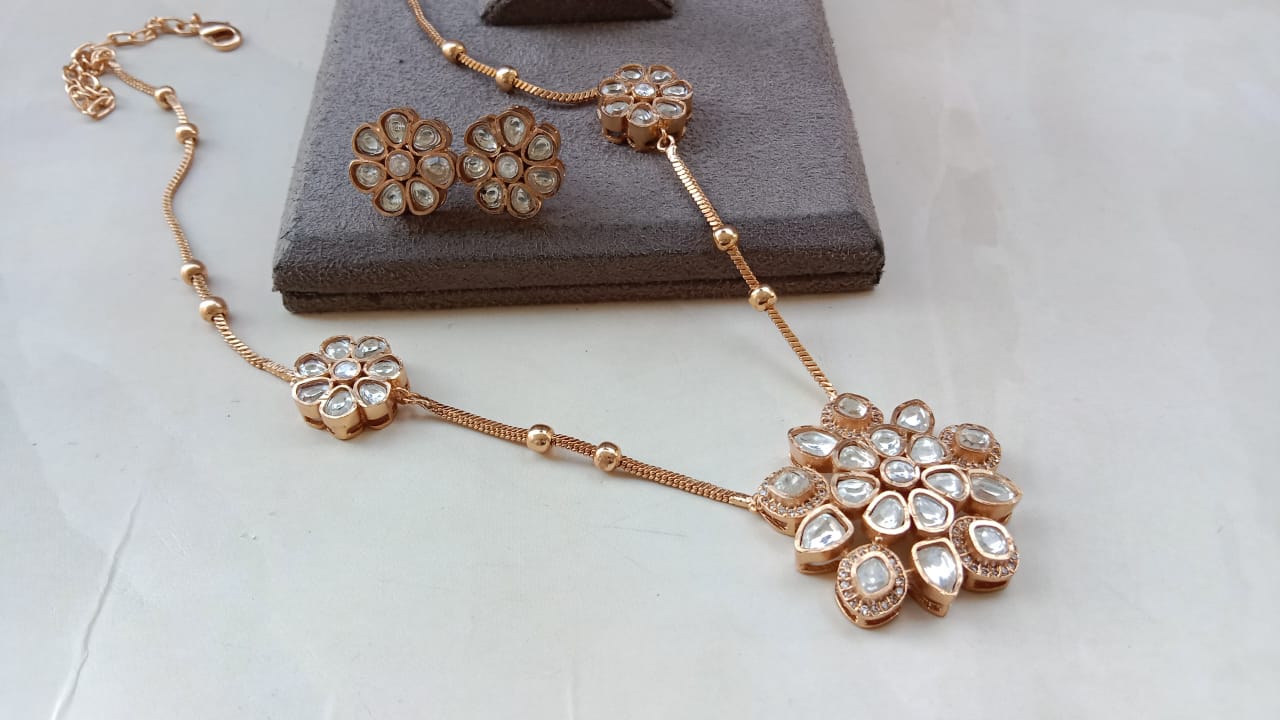 Gold plated Polki diamond Locket Set