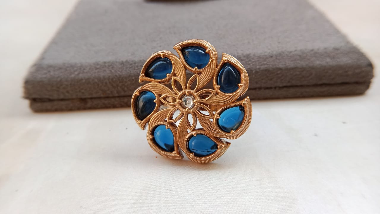 Polki Adjustable Ring with Gold Plating
