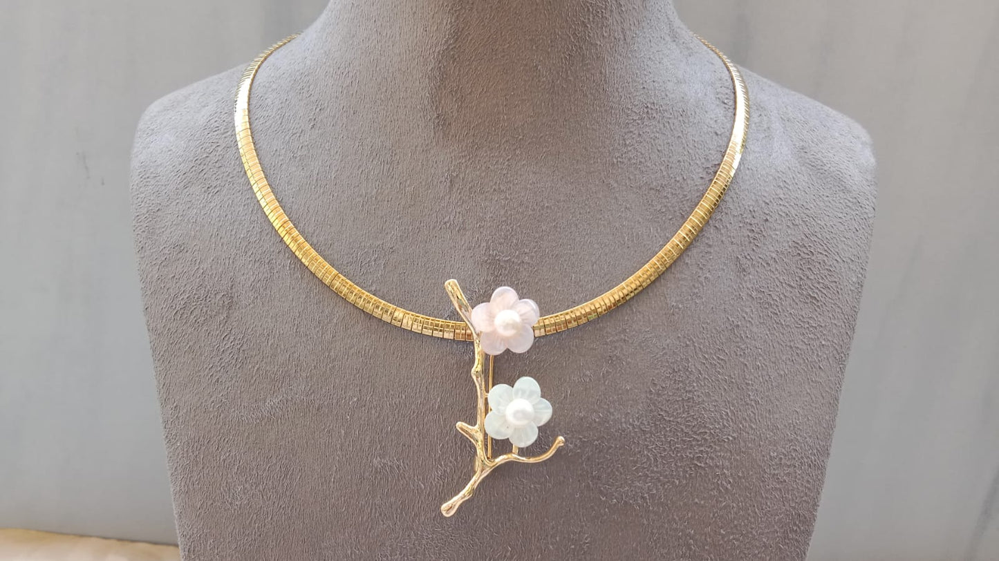 Gold-Plated Chain Pendant with Flower Motif