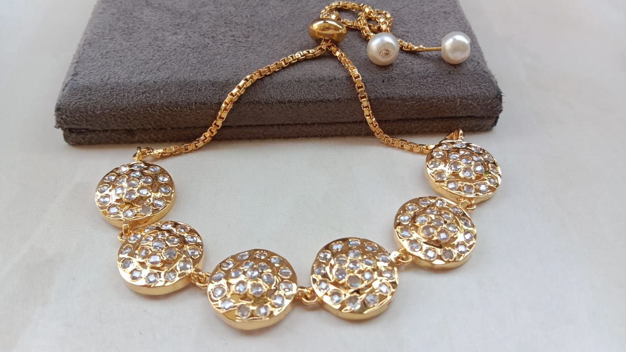 Jadau Adjustable Bracelet with Golden Plating