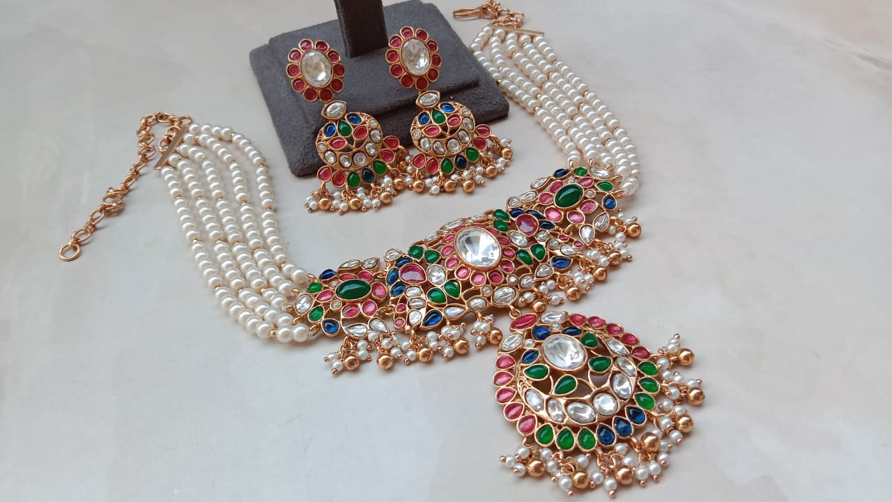 Polki Choker Set with Golden Plating