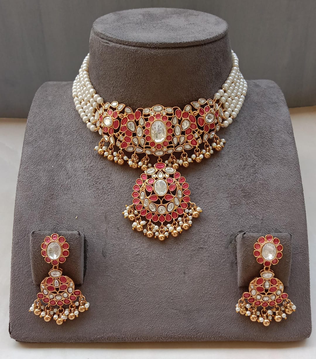 Polki Choker Set with Golden Plating