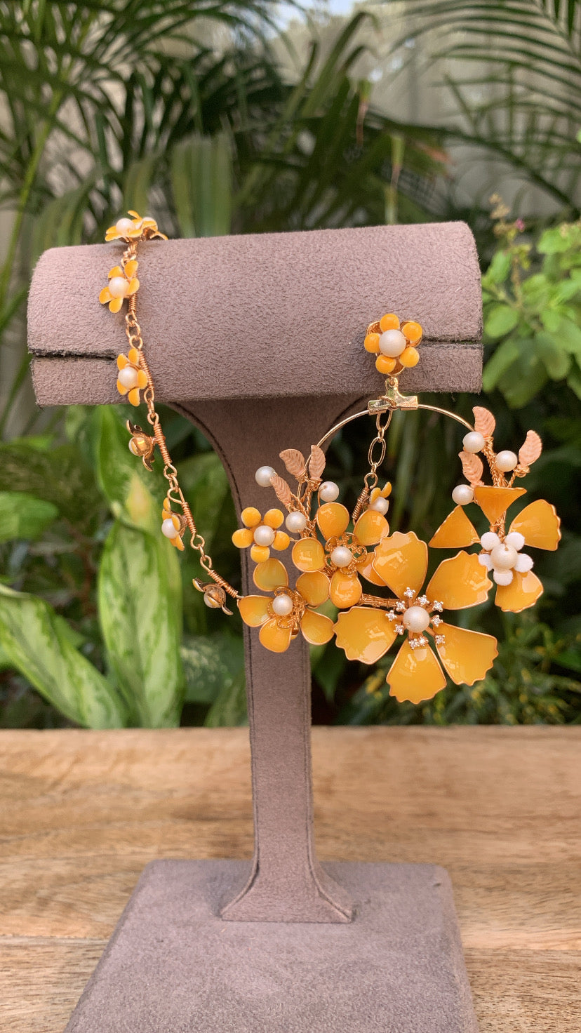 Floral Resin Earrings with side sahara