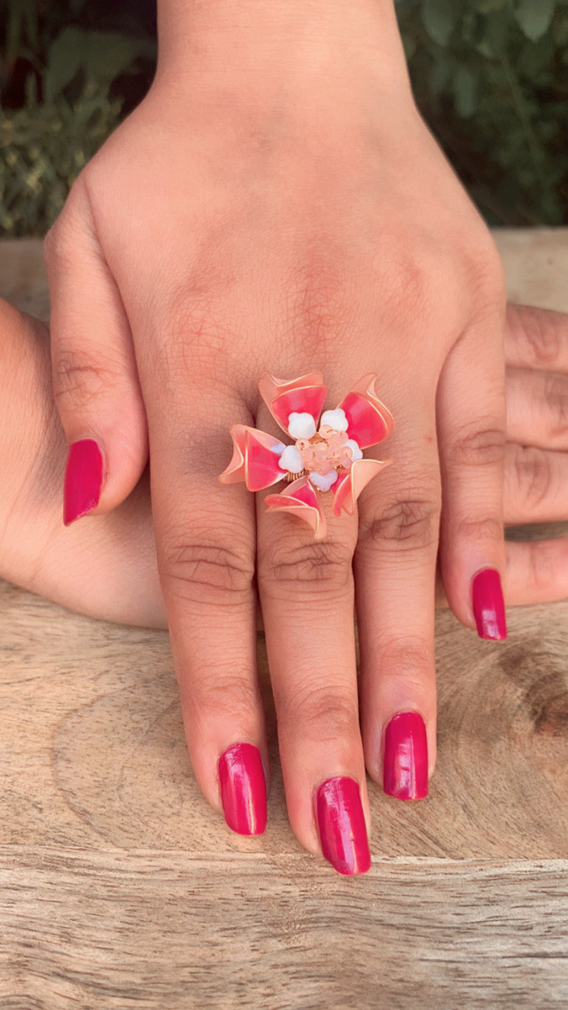 Pink & Peach Floral Ring