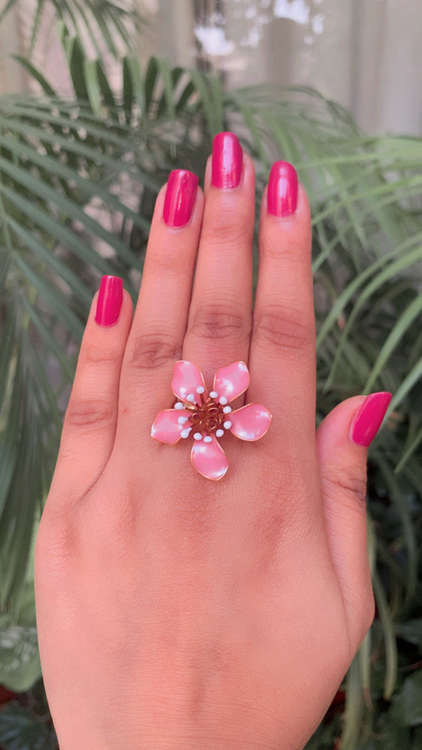 Pink Floral Jewellery Ring