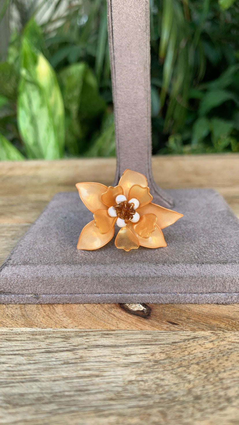 Golden Floral Ring Earrings