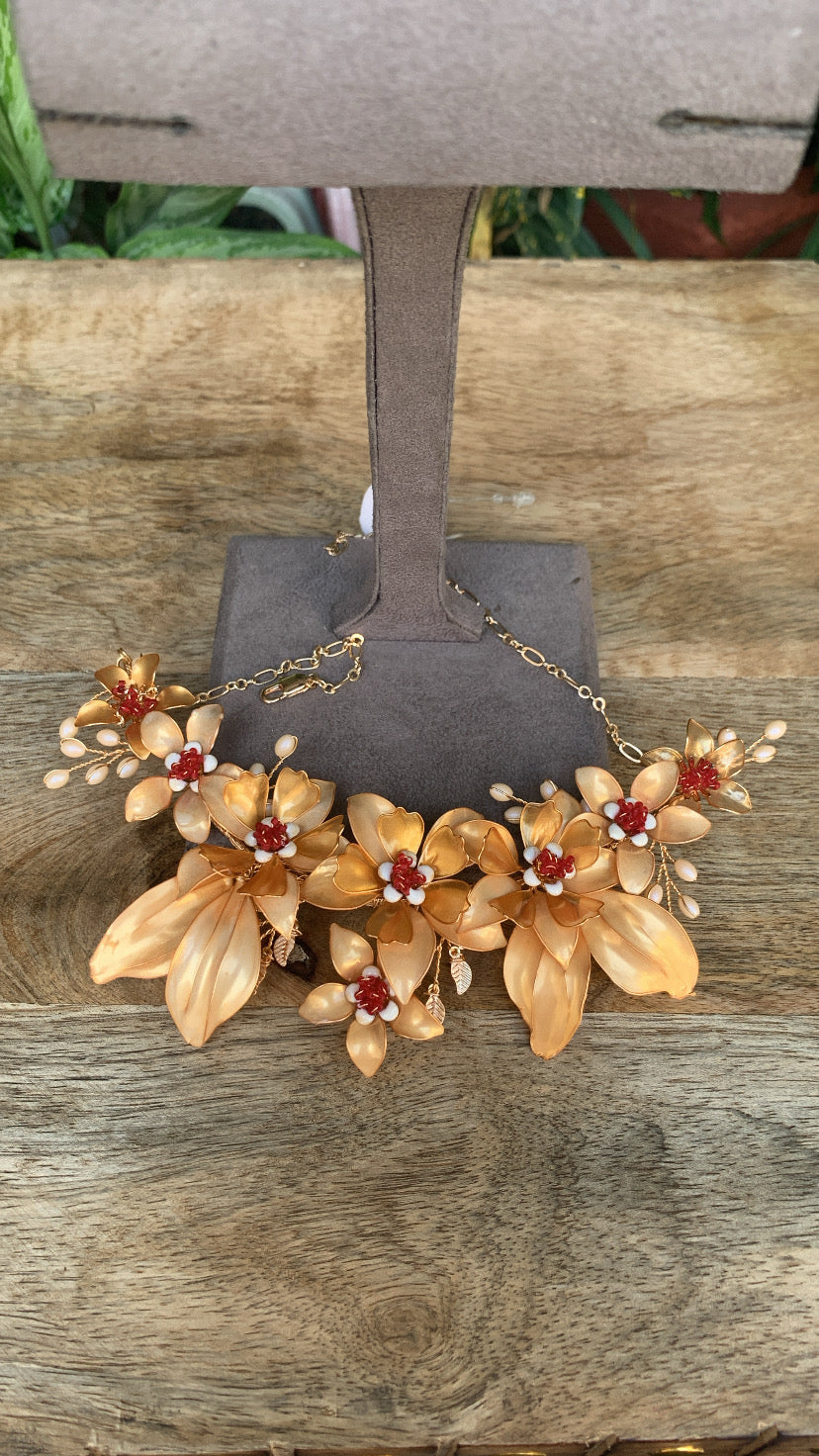 Gold Floral Cluster Necklace