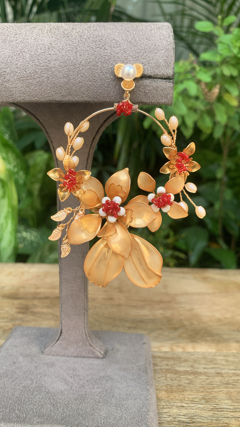 Golden Floral Earrings