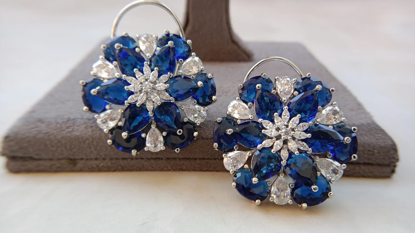 Majestic Bloom AD Cluster Earrings – Premium Party Wear