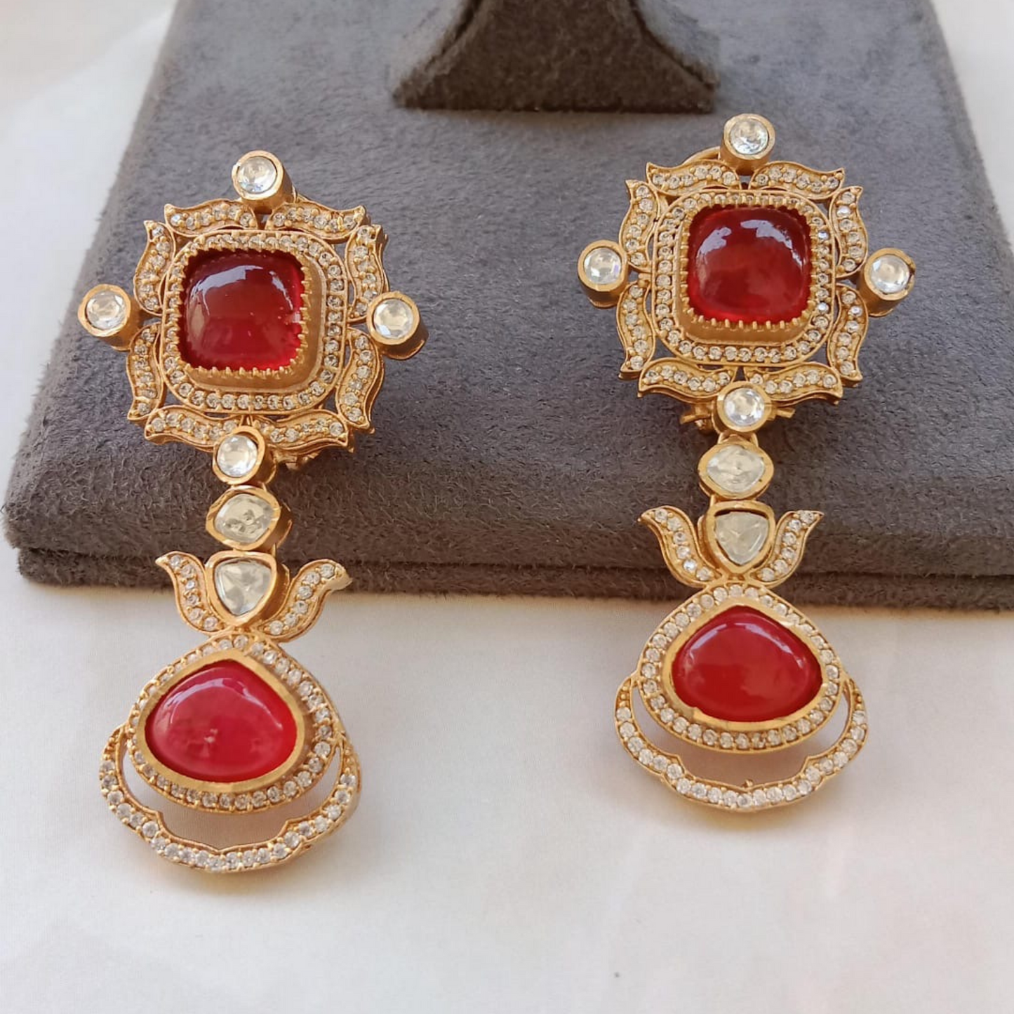 Oxidised Kundan Earrings