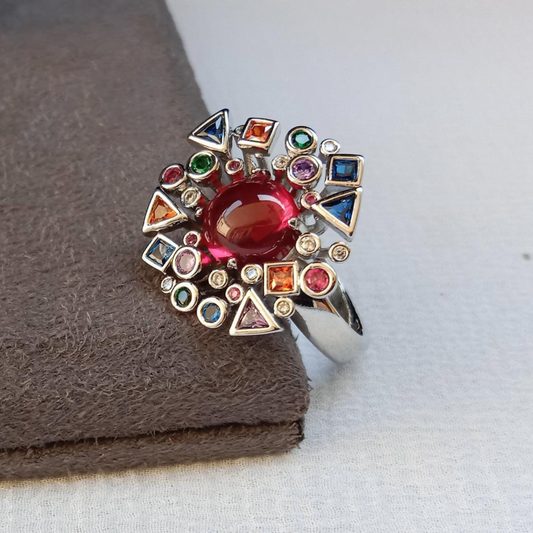 Multicolored Stone Adjustable Ring