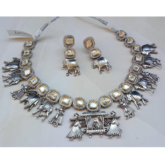 Silver Plating  Kundan Temple Jewellery
