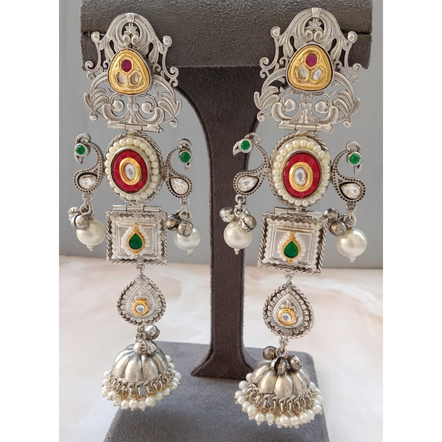 Oxidised Jhumki Earrings