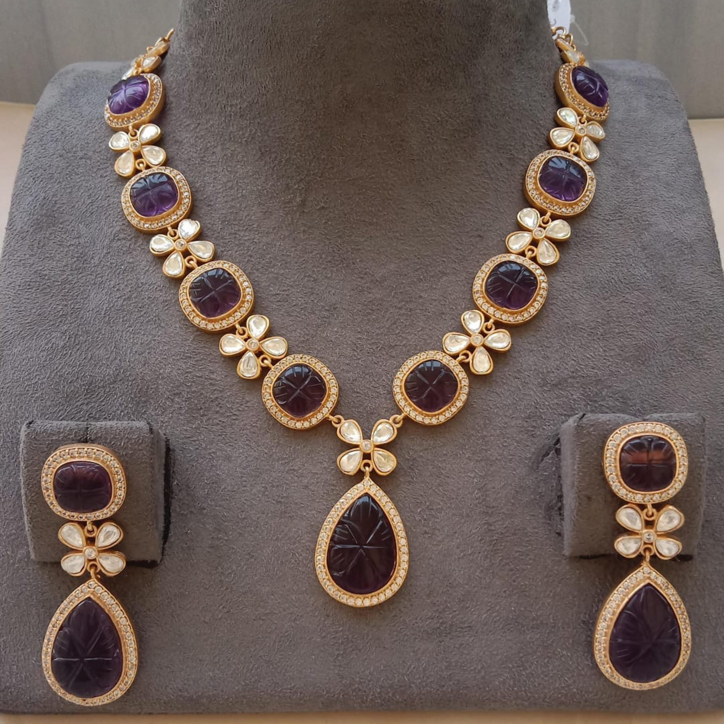 Polki and Amethyst Necklace set