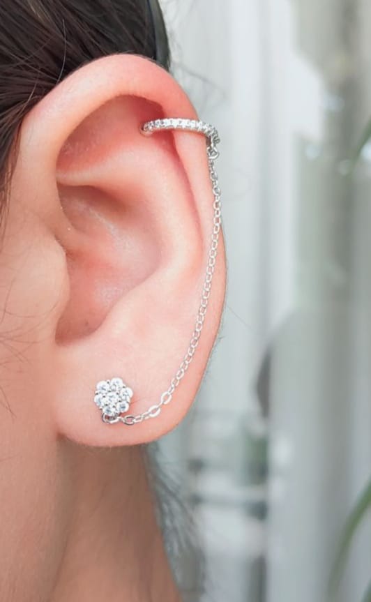 925 Pure Silver Bali with ear cuff