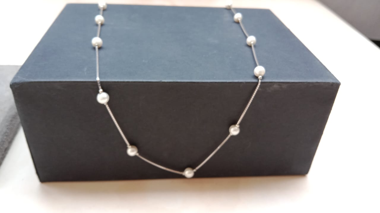 925 Pure Silver chain with Pearls