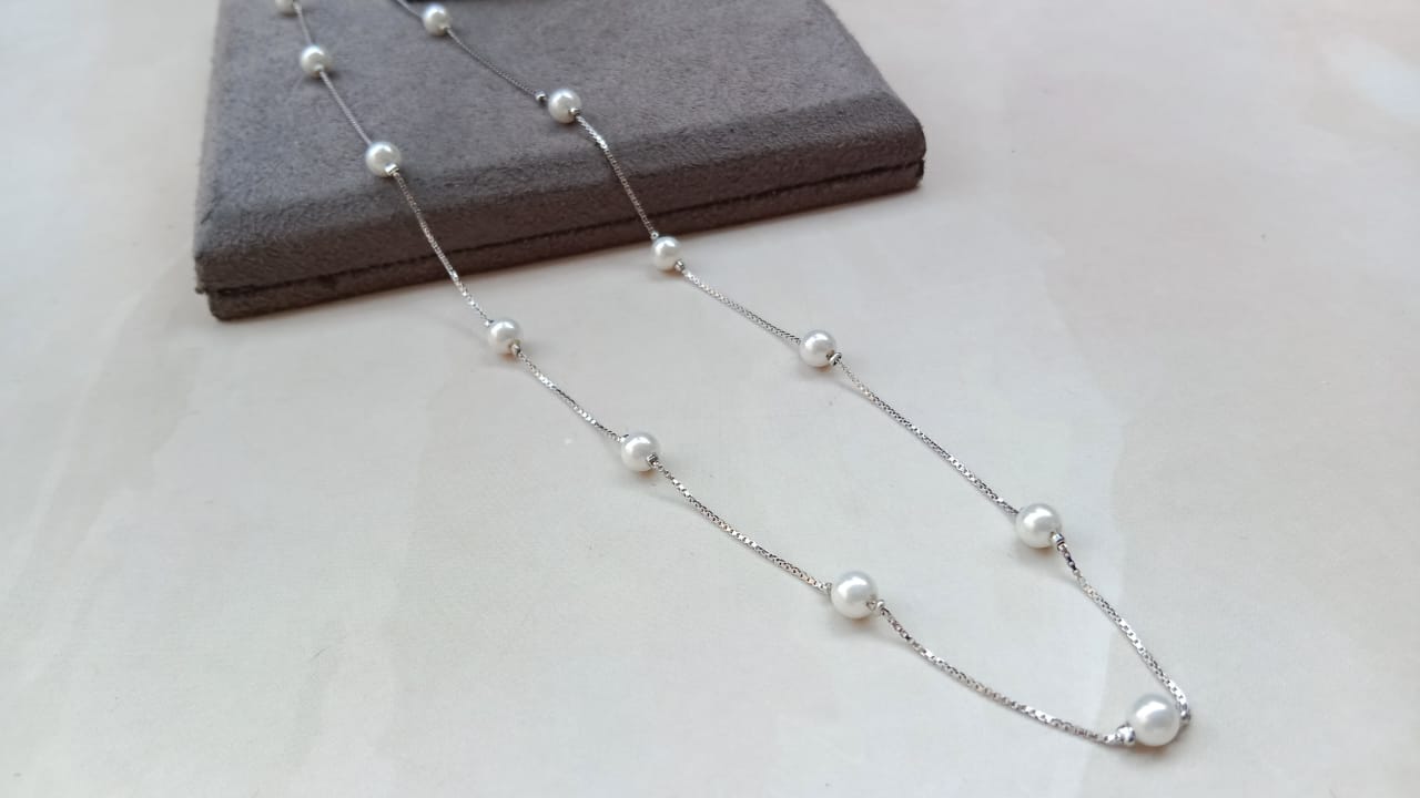 925 Pure Silver chain with Pearls