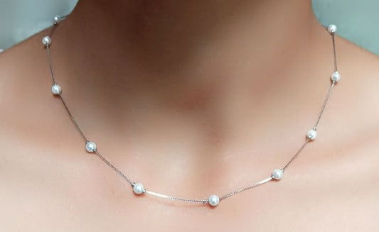 925 Pure Silver chain with Pearls