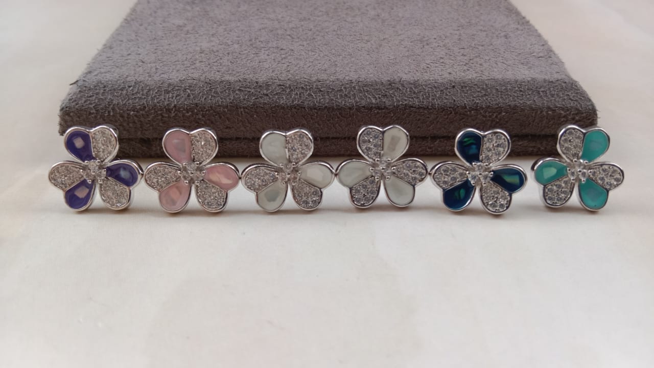 925 Pure Silver Floral Tops with Enamel