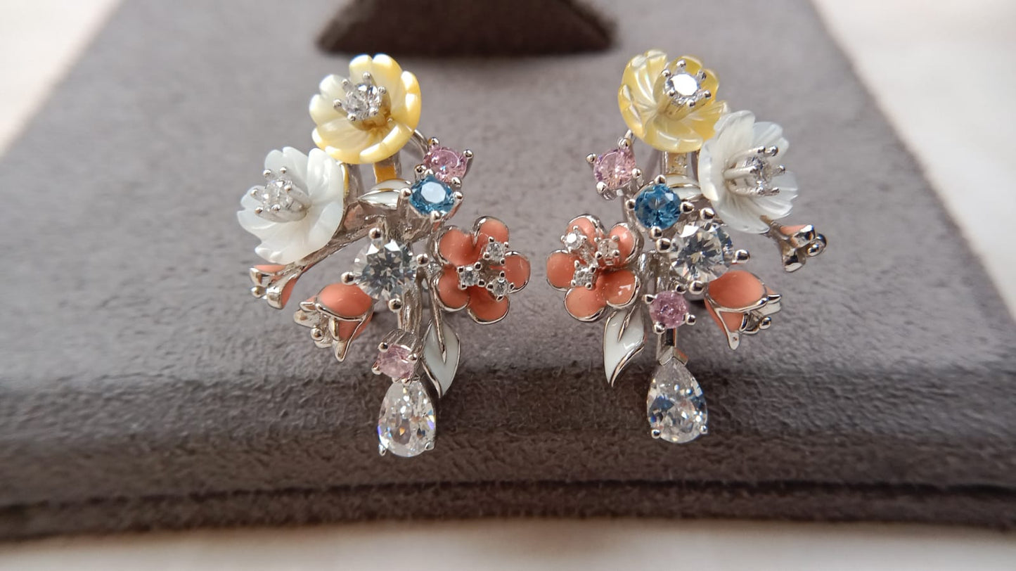 925 Pure Silver Floral Earrings