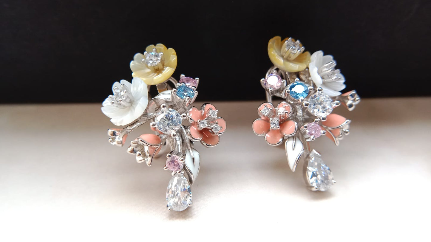 925 Pure Silver Floral Earrings