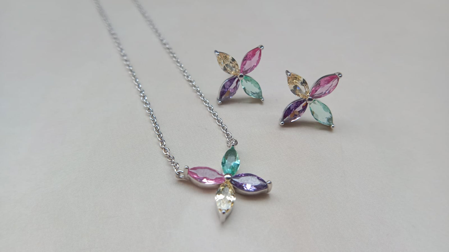 925 Pure Silver Multicolor pendent set