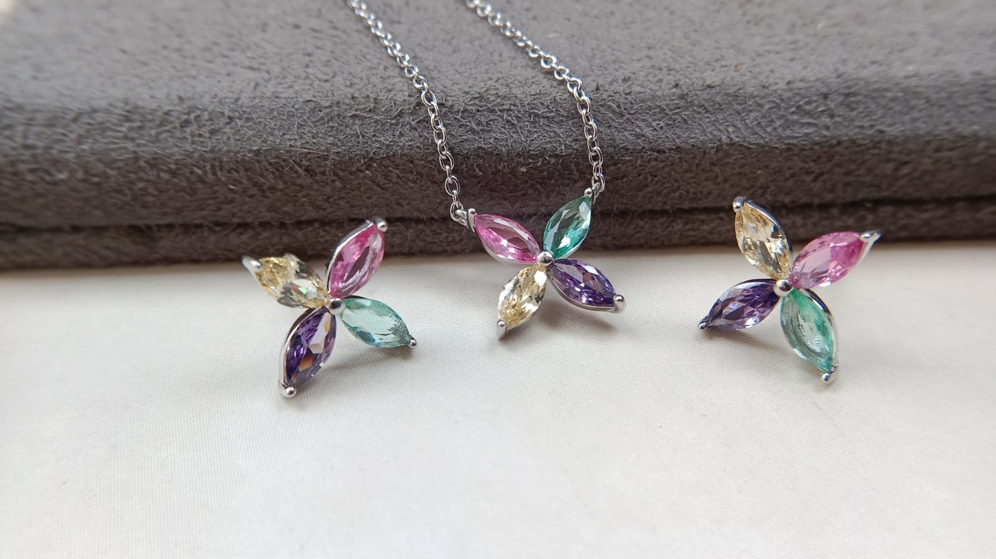 925 Pure Silver Multicolor pendent set