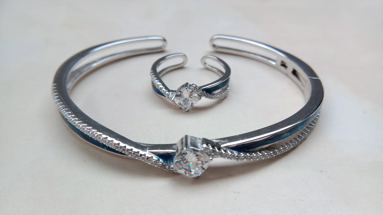 925 Pure Silver Ring Bracelet Combo