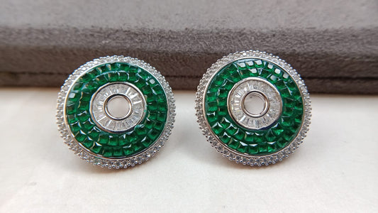 925 Pure Silver Emerald Earrings