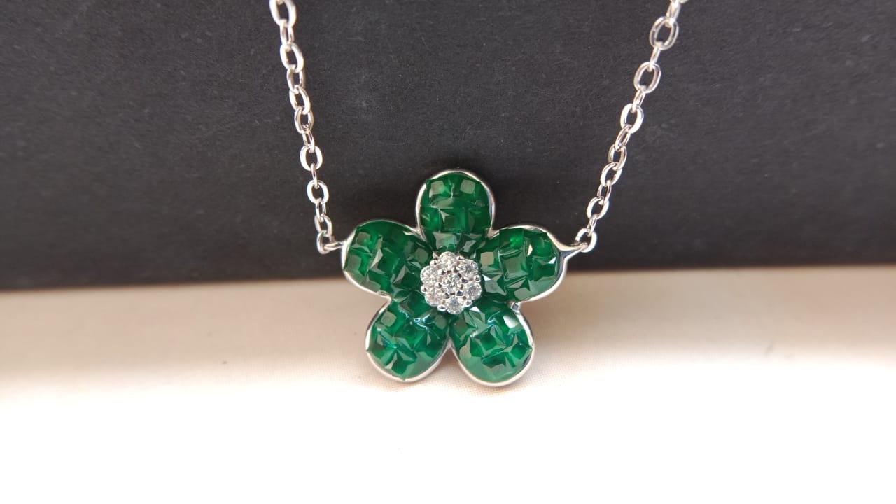 925 Silver -Emerald Floral Bracelet