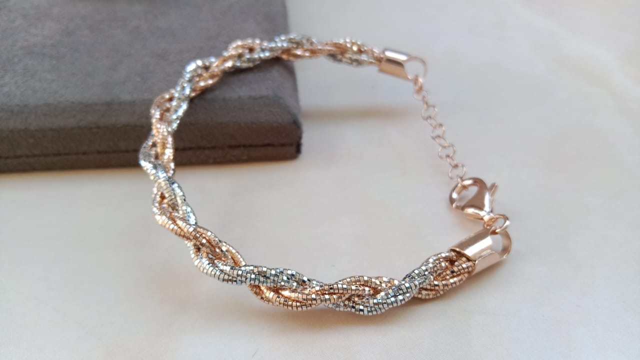 925 Pure Silver Rose Braided Bracelet