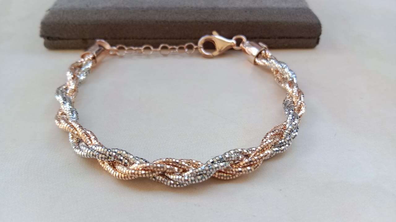 925 Pure Silver Rose Braided Bracelet