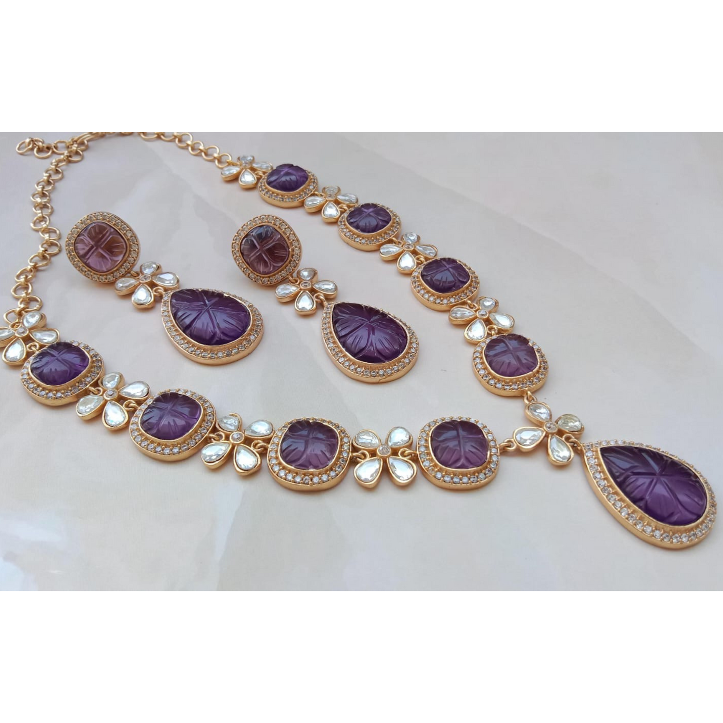 Polki and Amethyst Necklace set