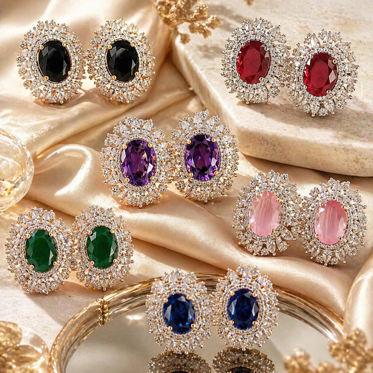 Luxury American Diamond Statement Earrings – Aryanz Jewellery