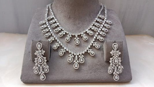 Double Layer Rodium Necklace set