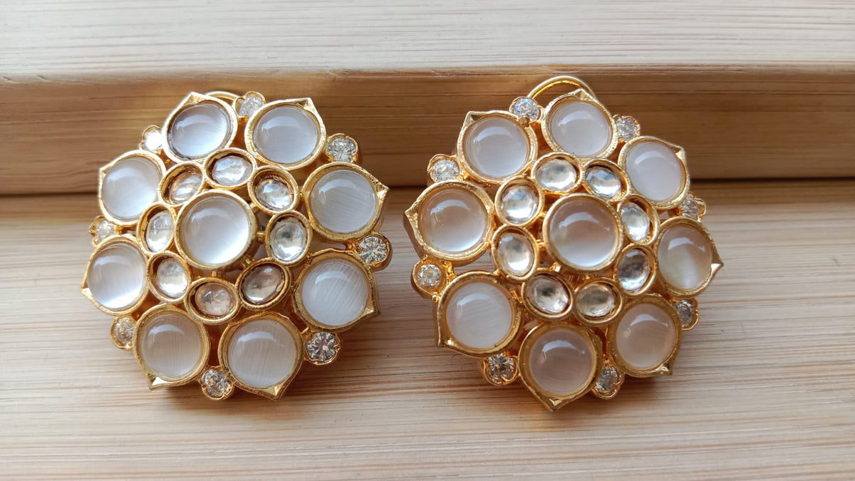 Golden Grey Kundan Polki Tops – Elegant Fusion of Royal Tones and Timeless Craft