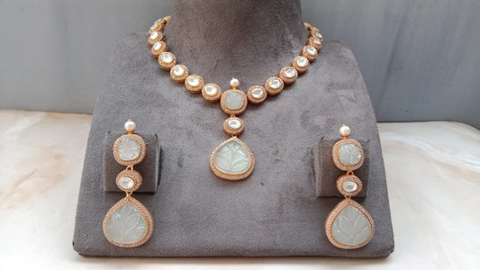 Gold plated Carved Ivory Necklace Set