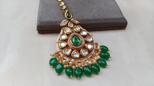 Golden Plated Tikka with Pearl Drop