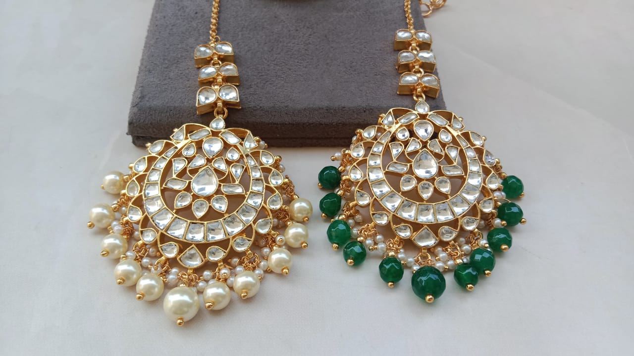Golden Plated Tikka with Pearl Drop