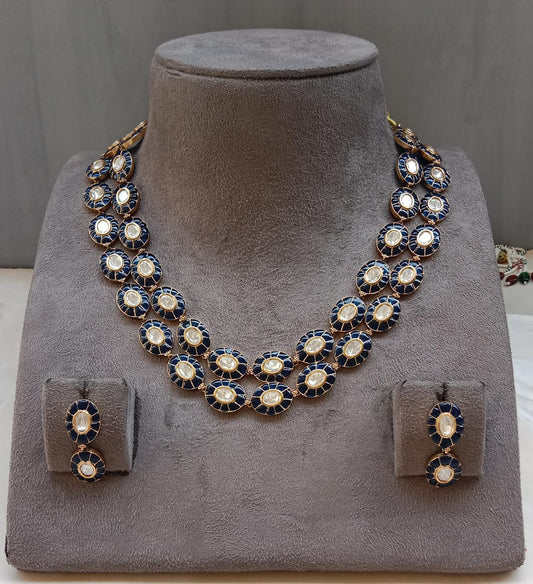 Elegant Kundan Necklace Set with Enamel Detailing