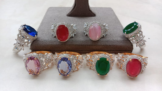 Premium Multi-Stone Designer Statement Oval Ring