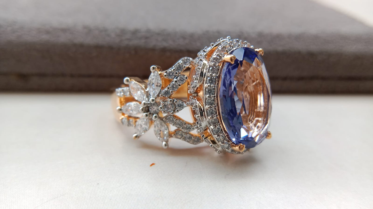 Premium Multi-Stone Designer Statement Oval Ring