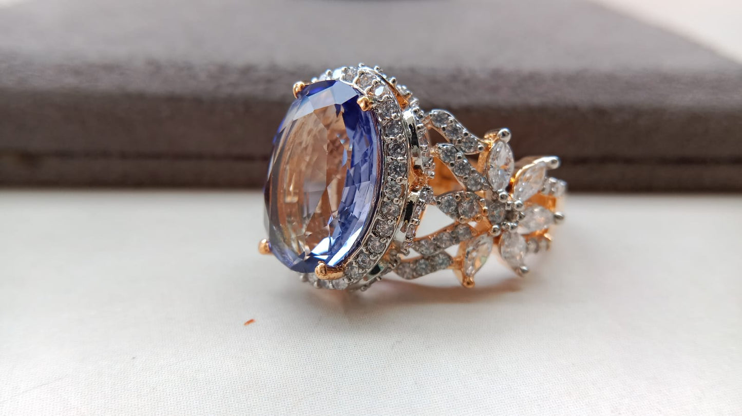 Premium Multi-Stone Designer Statement Oval Ring