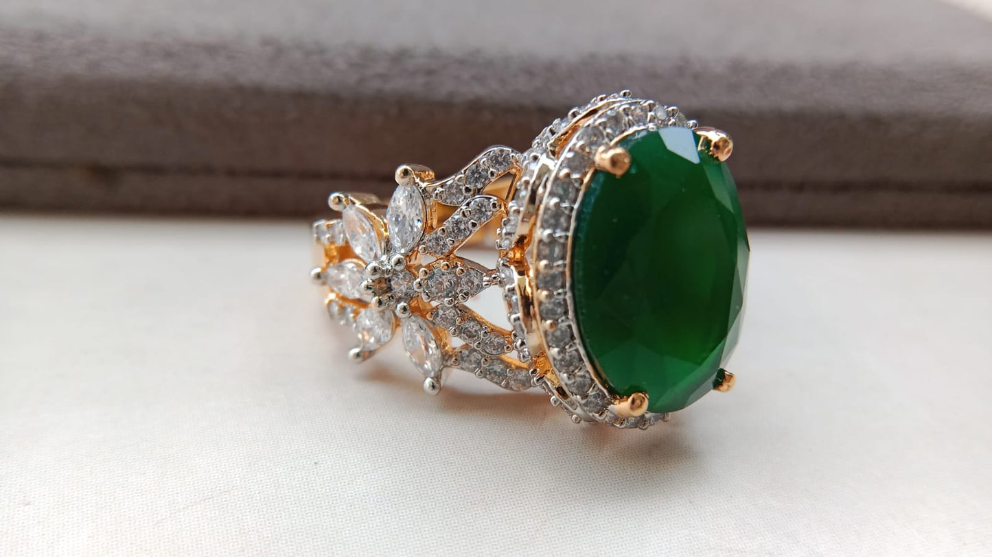 Premium Multi-Stone Designer Statement Oval Ring