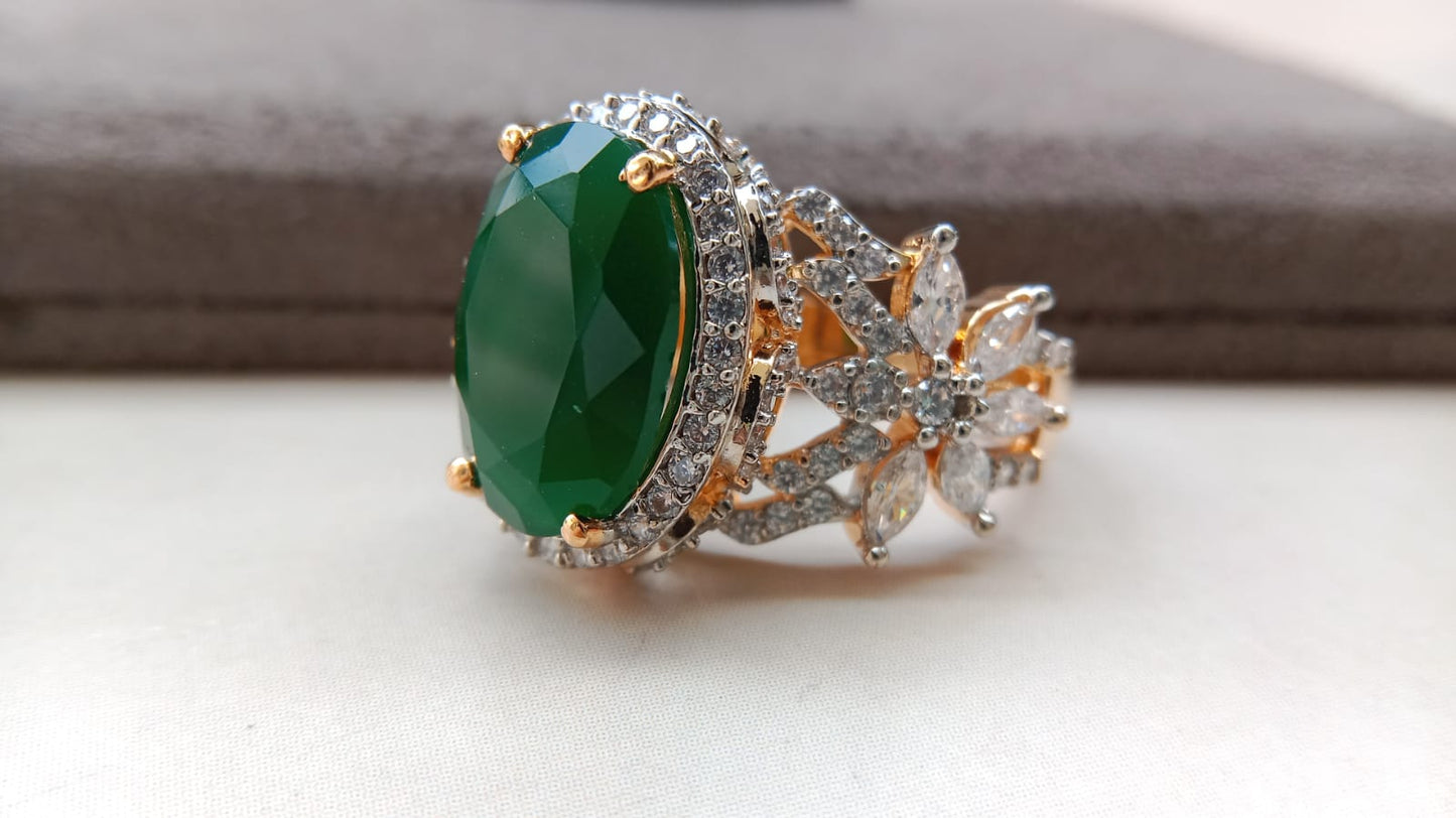 Premium Multi-Stone Designer Statement Oval Ring